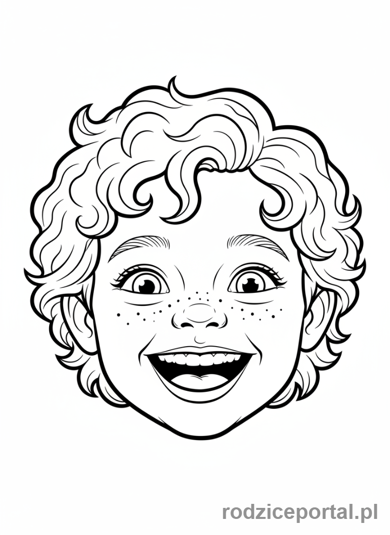 Kolorowanka Emocje Mimika - Radosne dziecko zbliżenie