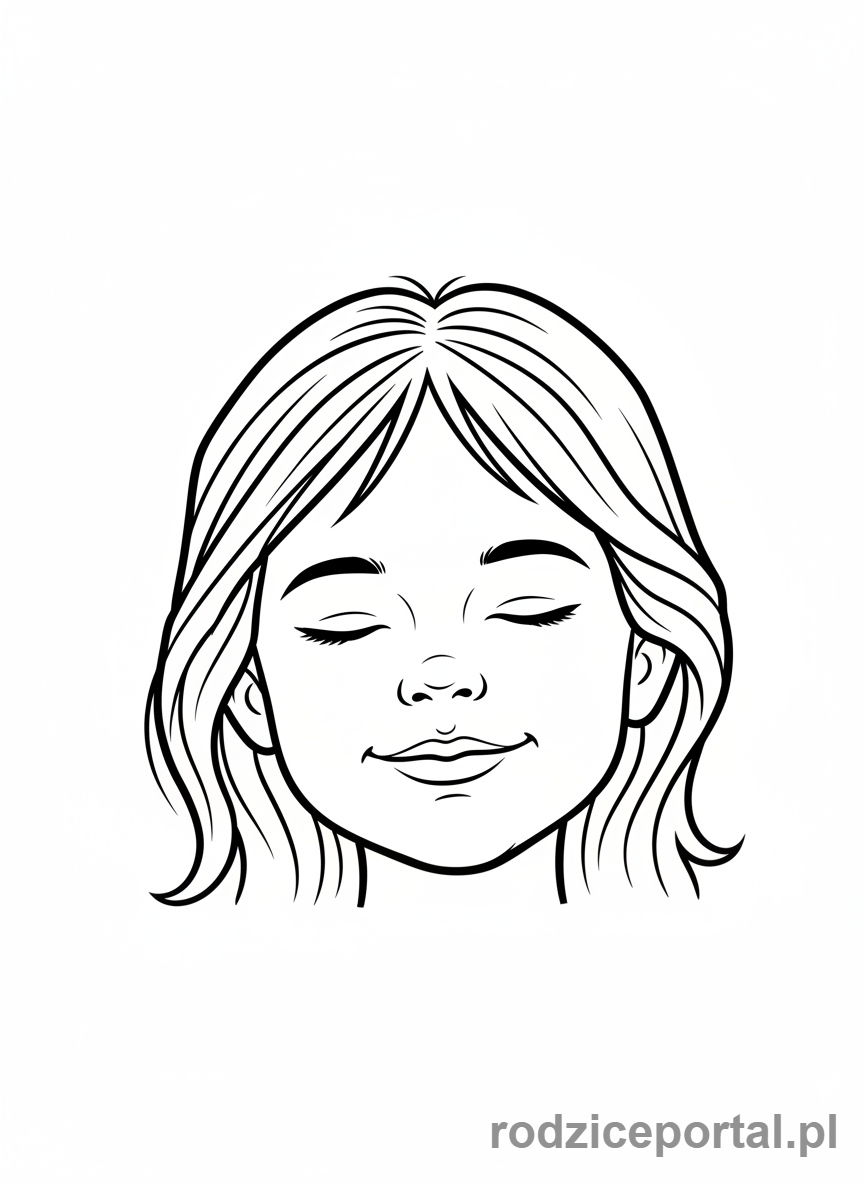 Kolorowanka Emocje Mimika - Spokojna uśmiechnięta twarz