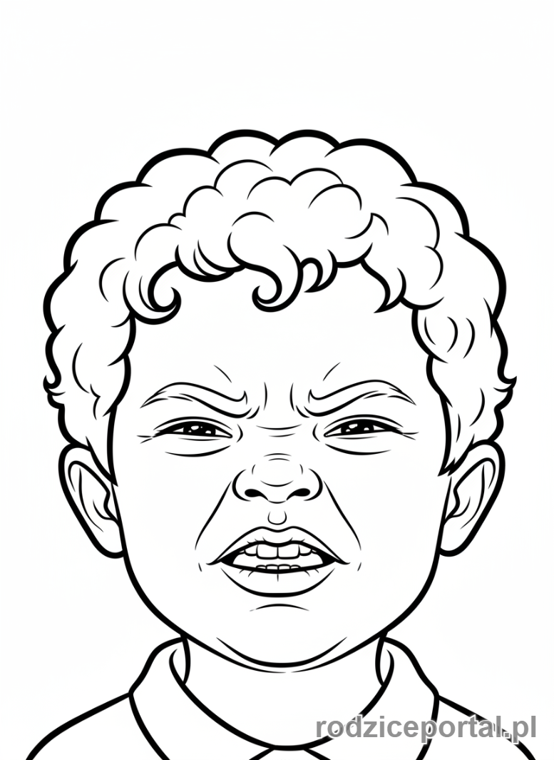 Kolorowanka Emocje Mimika - Wyraz obrzydzenia zbliżenie