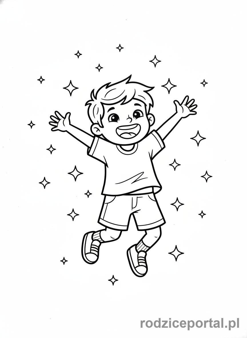 Kolorowanka Emocje Pdf - Dziecko skaczące z radości