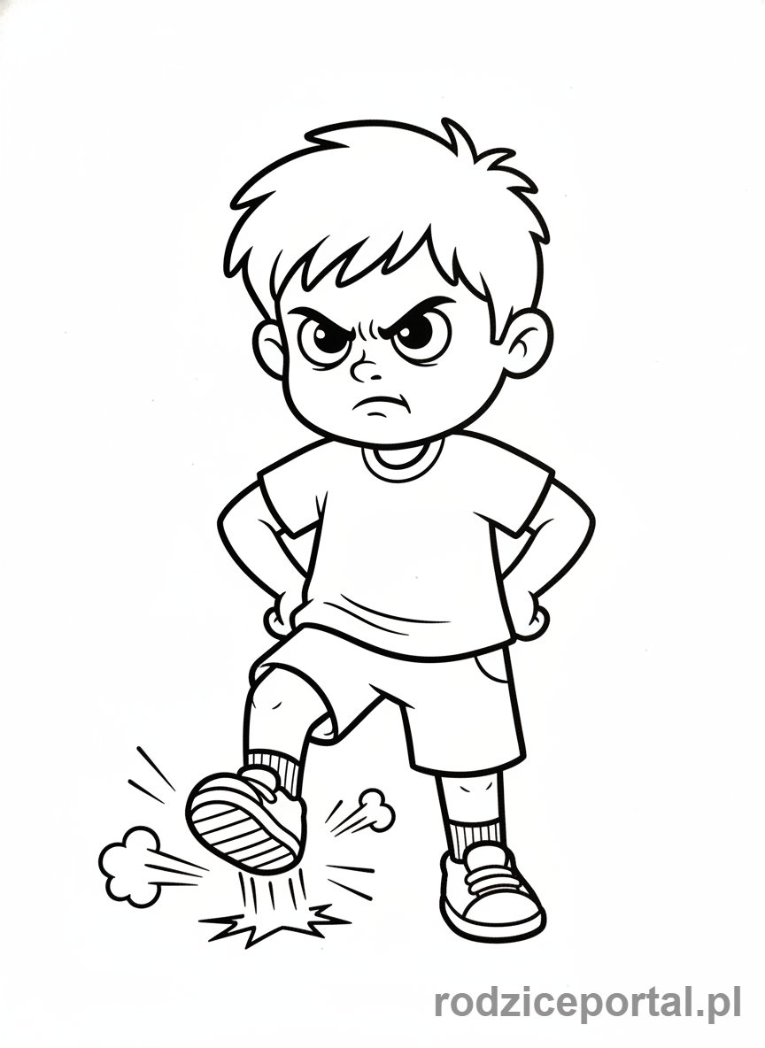 Kolorowanka Emocje Pdf - Dziecko tupie ze złości