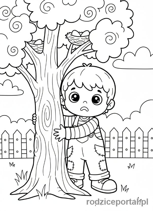 Kolorowanka Emocje Pdf - Przestraszone dziecko chowa się