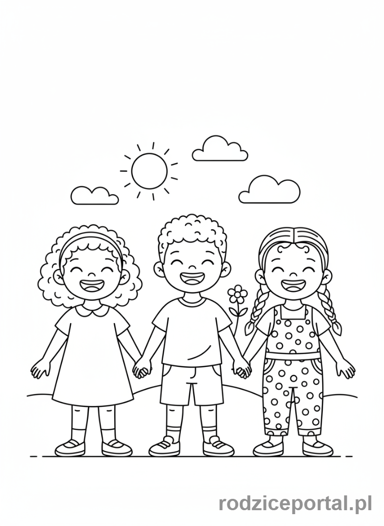 Kolorowanka Emocje Pdf - Uśmiechnięci przyjaciele razem