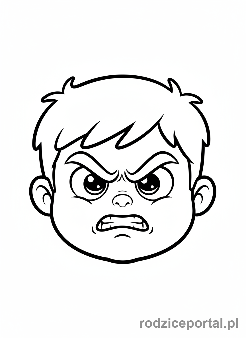Kolorowanka Emocje Pdf - Złość na twarzy dziecka