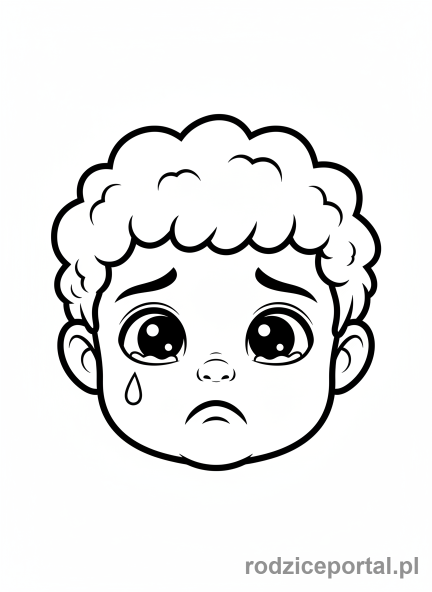 Kolorowanka Emocje Przedszkole - Płaczące dziecko, zbliżenie