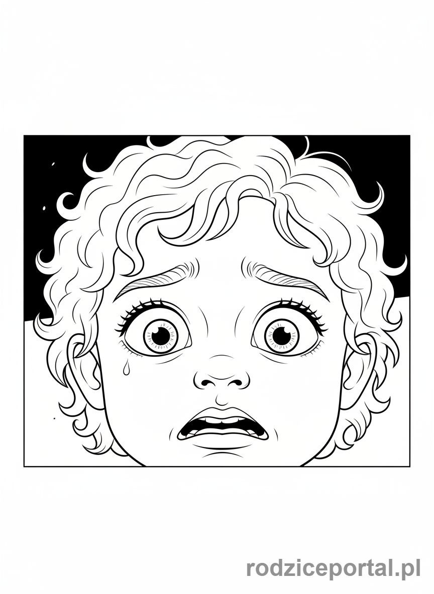 Kolorowanka Emocje Przedszkole - Zbliżenie na przestraszone oczy