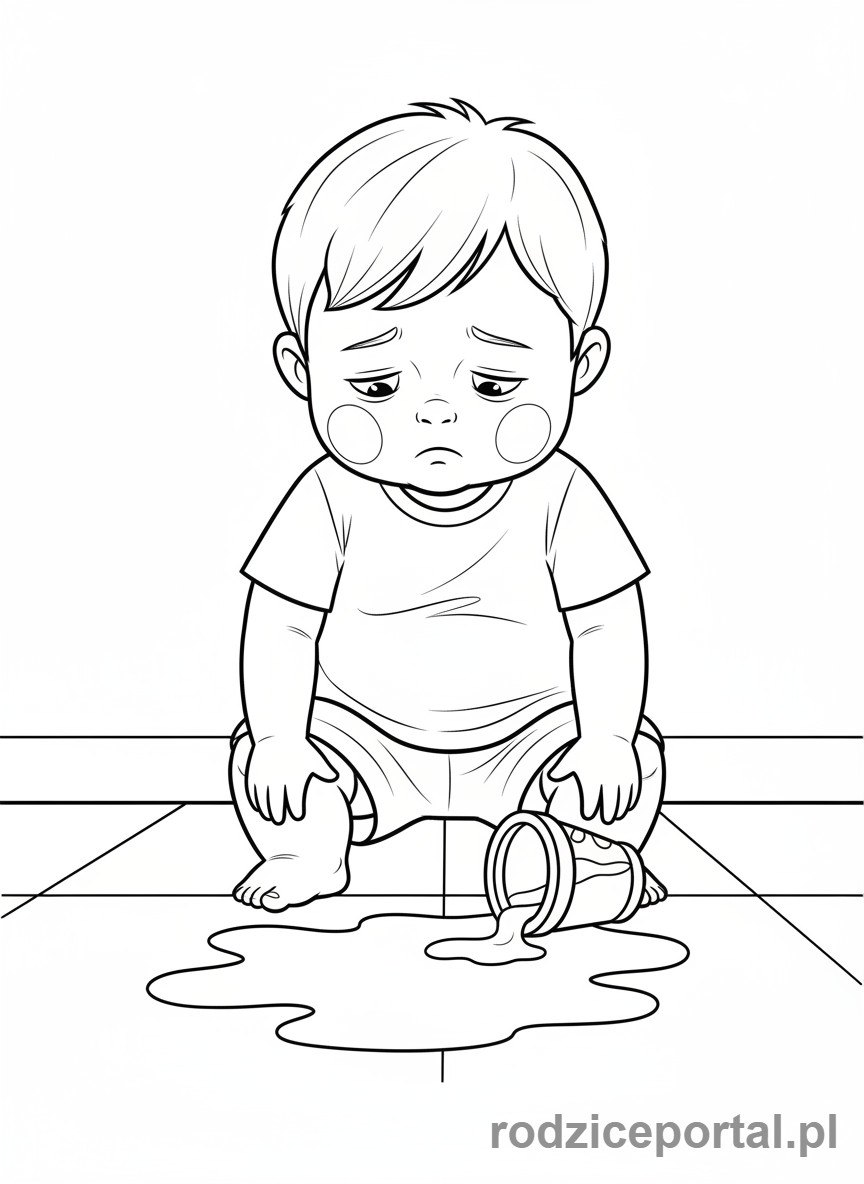 Kolorowanka Emocje Sytuacje - Dziecko rozlało sok