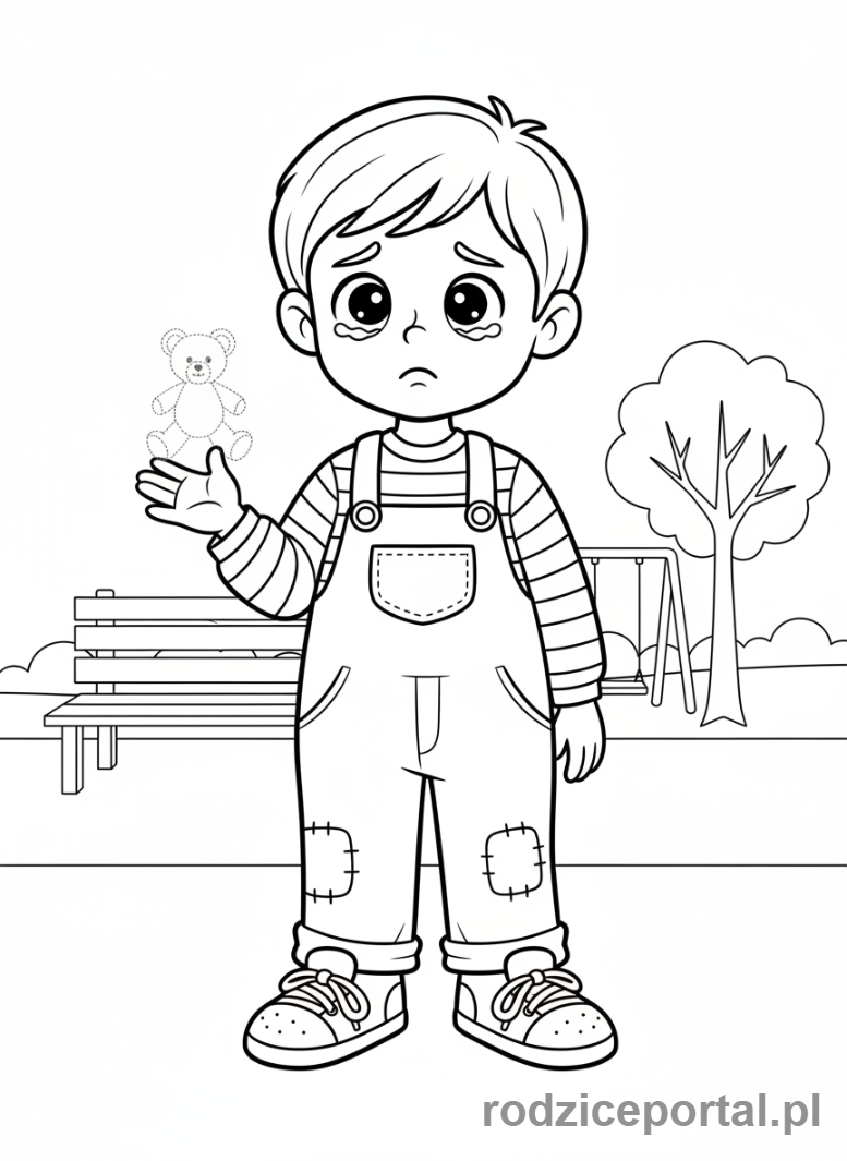 Kolorowanka Emocje Sytuacje - Dziecko ze zgubioną zabawką