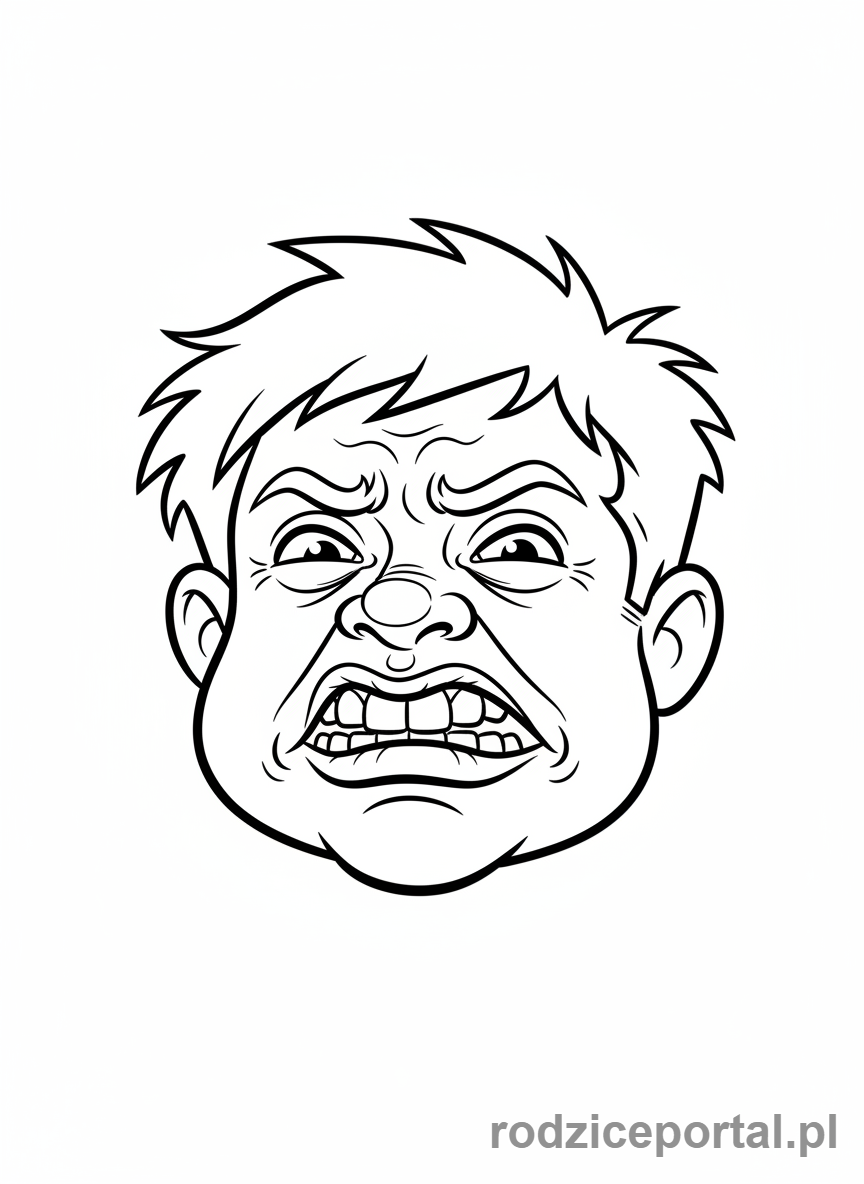 Kolorowanka Emocje Twarze - Twarz z odrazą