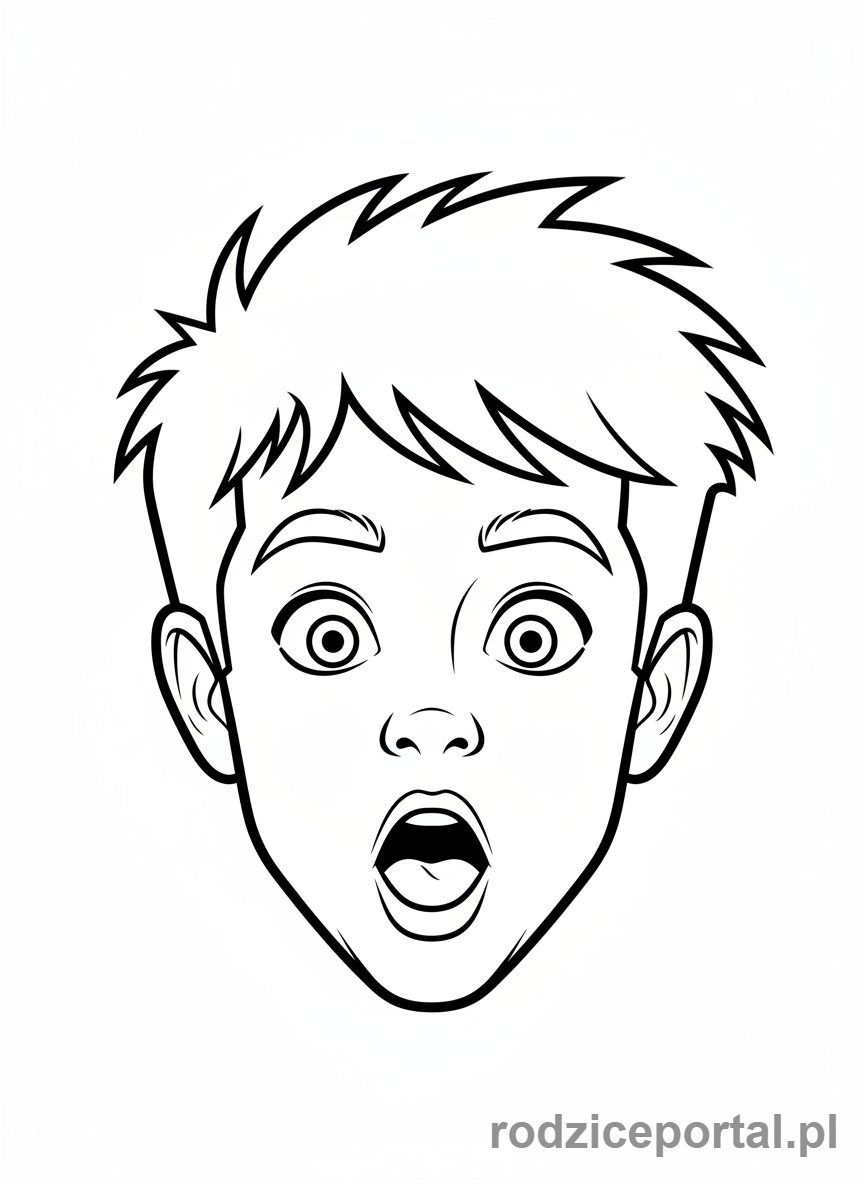 Kolorowanka Emocje Twarze - Zaskoczona mina nastolatka