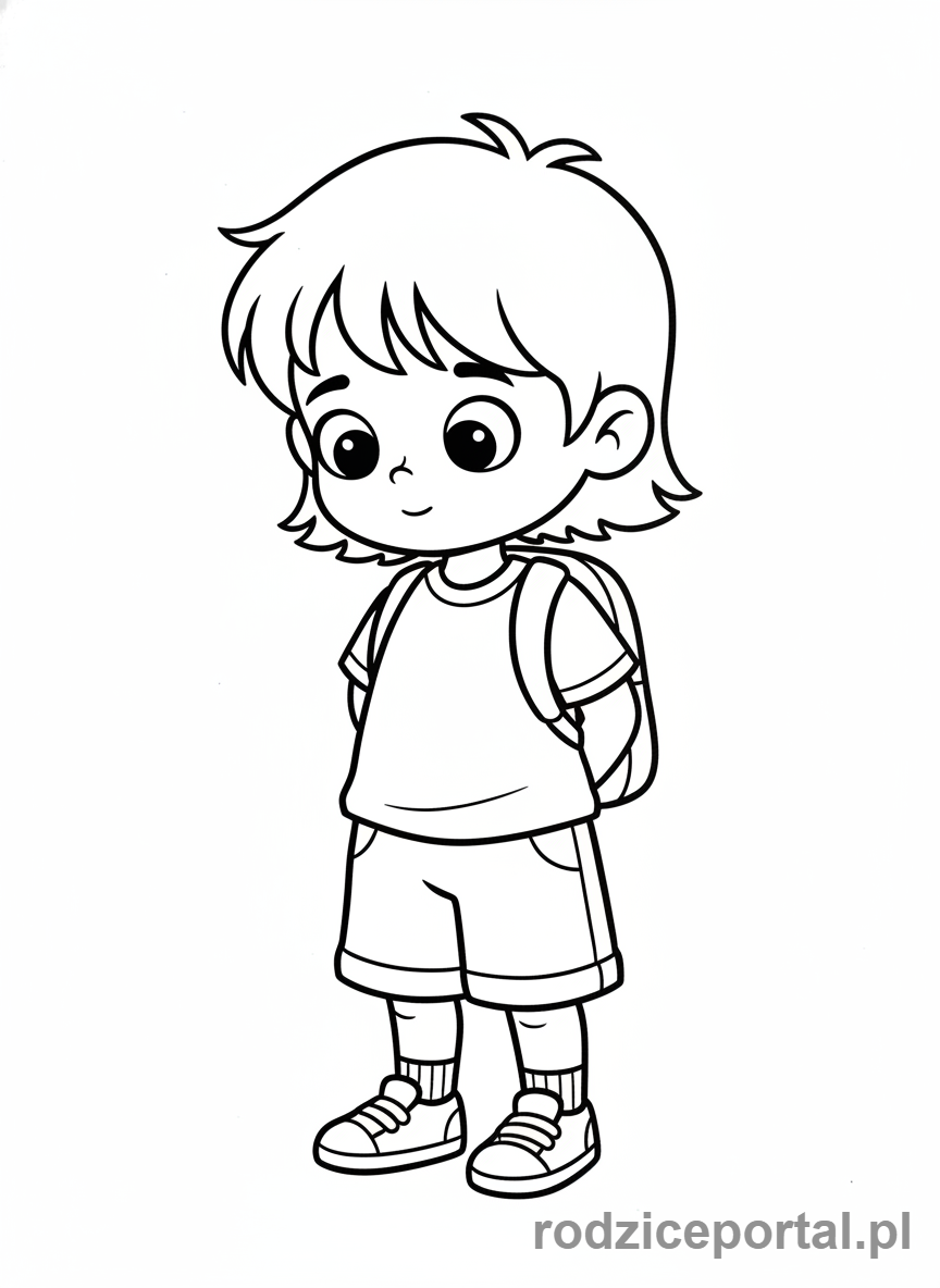 Kolorowanka Emocje Zerówka - Nieśmiałe dziecko, ręce z tyłu