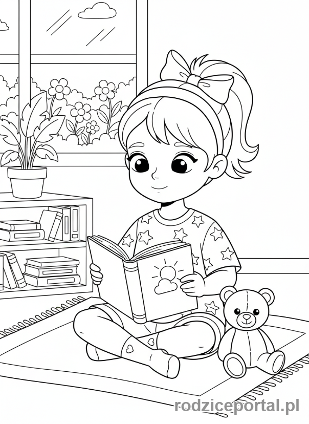 Kolorowanka Emocje Zerówka - Spokojne dziecko czyta