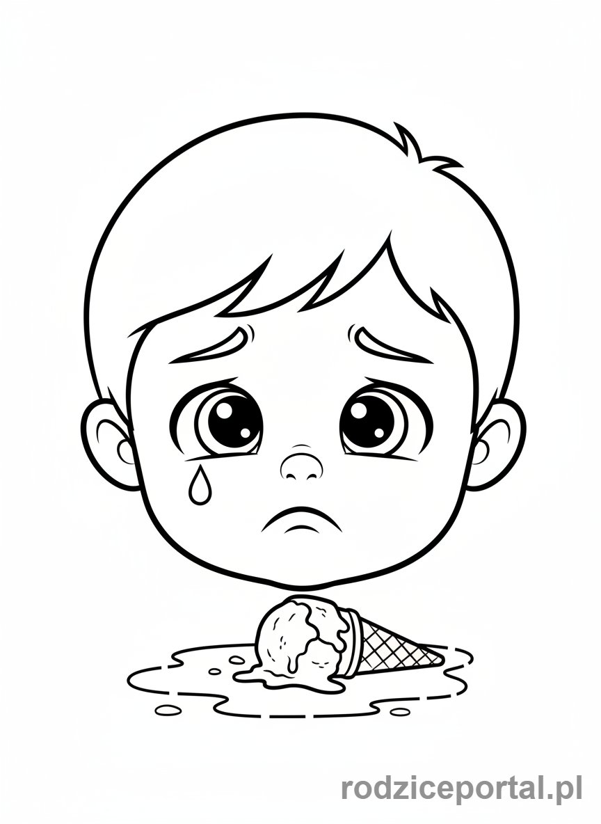 Kolorowanka Emocjonalne - Rozczarowane dziecko lody