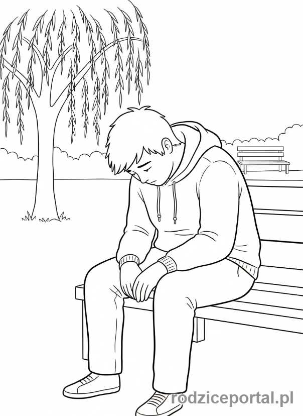 Kolorowanka Emocjonalne - Smutna postać zamyślona
