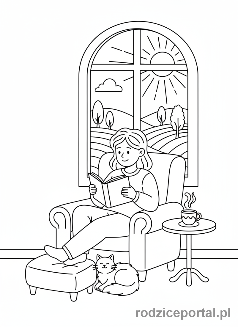 Kolorowanka Emocjonalne - Spokojna chwila z książką