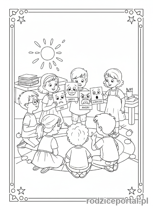 Kolorowanka Empatia Ćwiczenia - Rozumienie różnych emocji