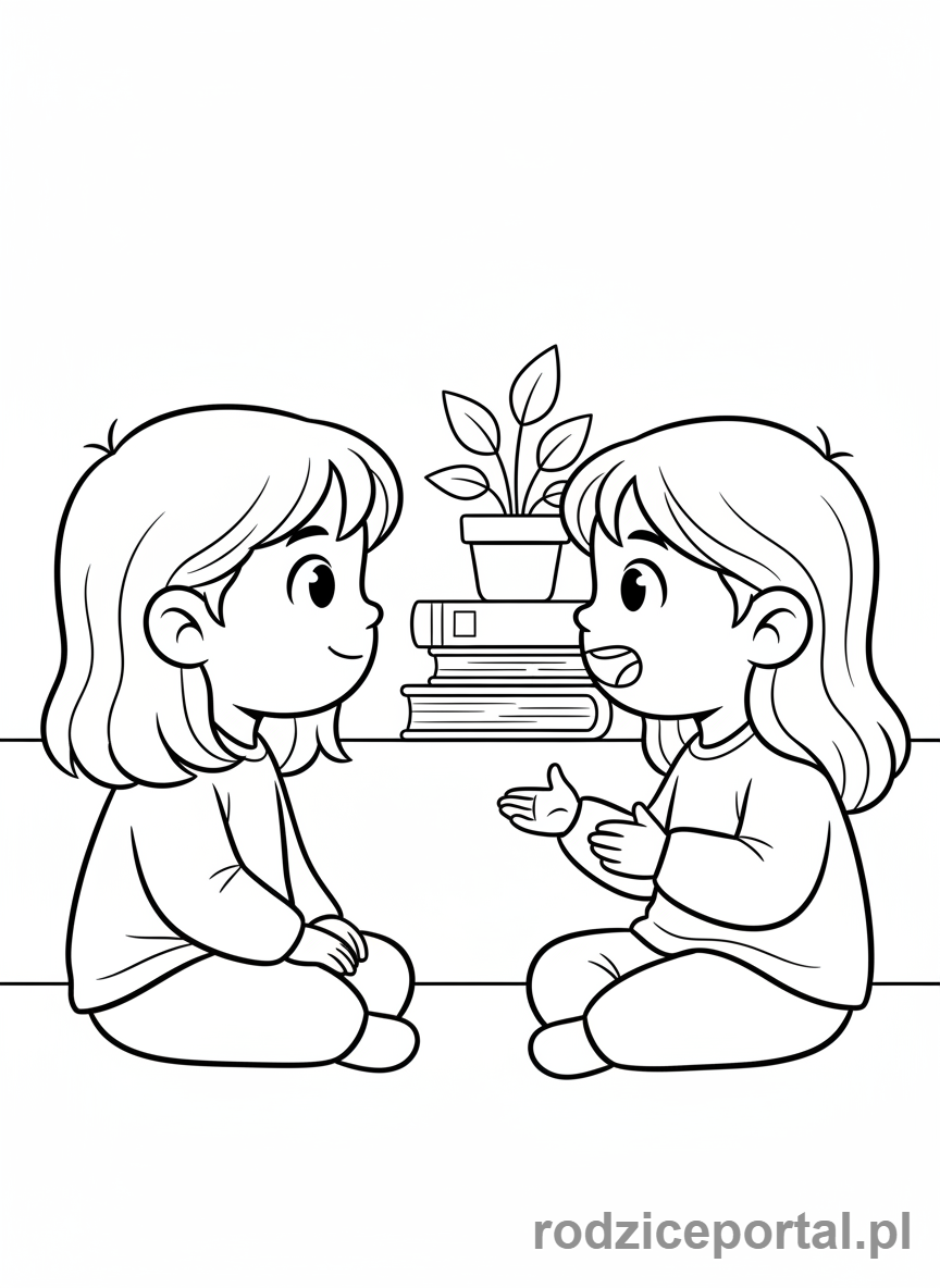 Kolorowanka Empatia Ćwiczenia - Uważne słuchanie przyjaciela