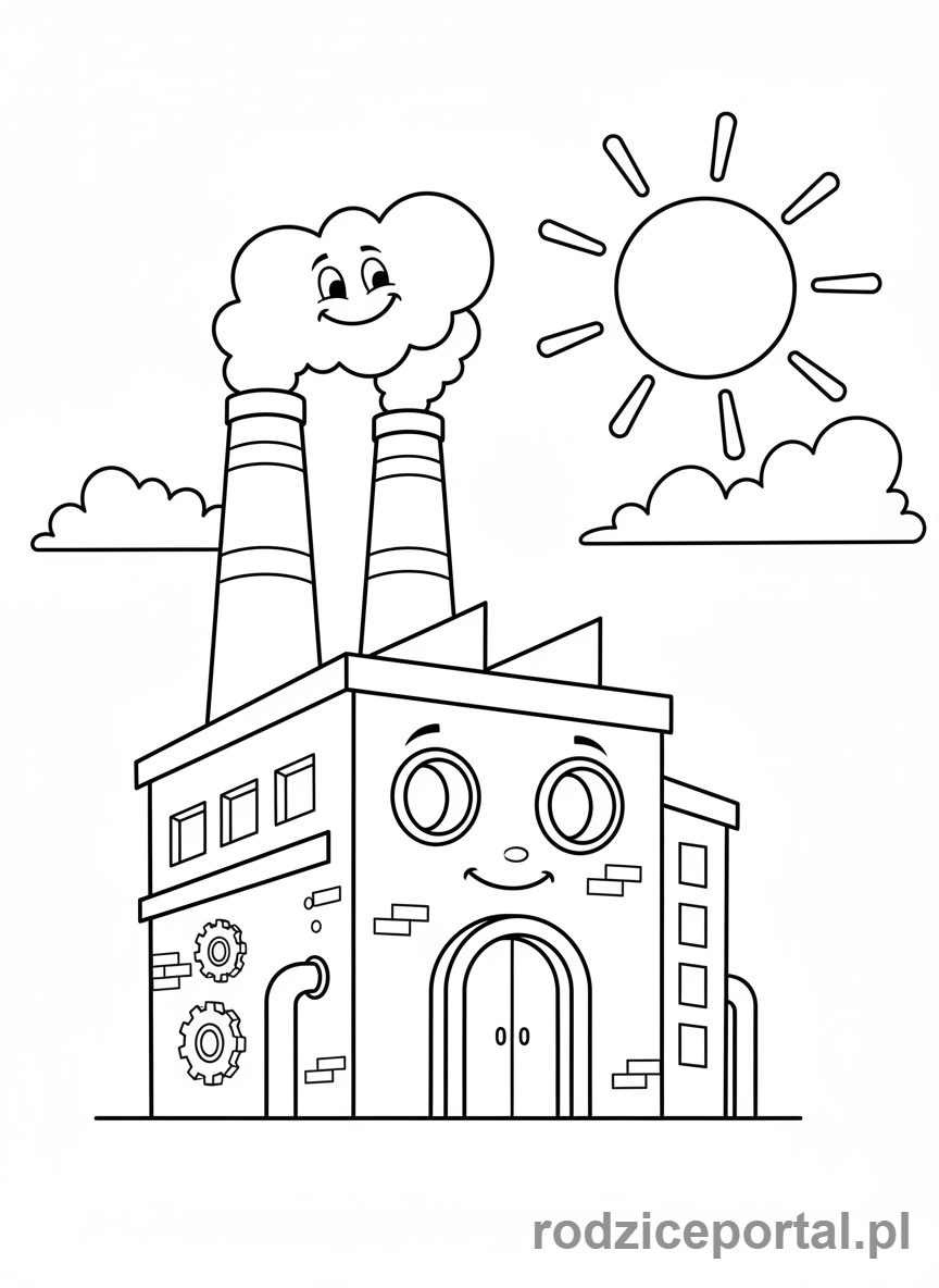 Kolorowanka Fabryka - Fabryka z zewnątrz