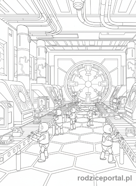 Kolorowanka Fabryka - Futurystyczna fabryka