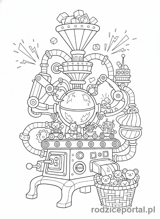 Kolorowanka Fabryka - Maszyna do zabawek