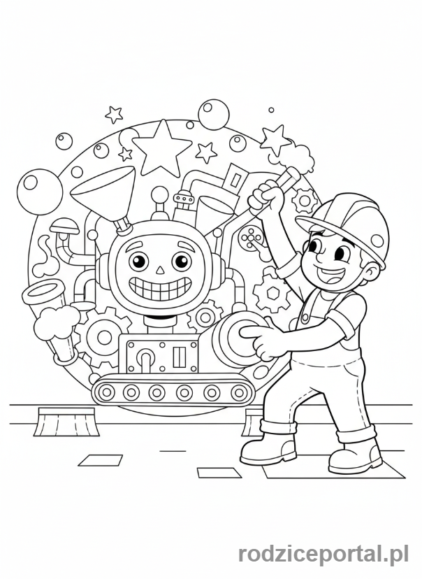 Kolorowanka Fabryka - Pracownik przy maszynie