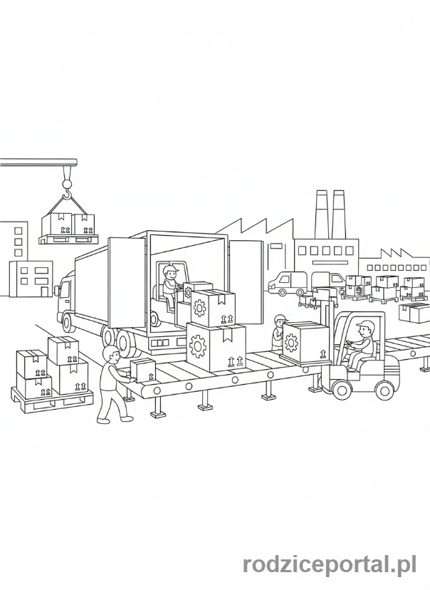 Kolorowanka Fabryka - Rampa załadunkowa