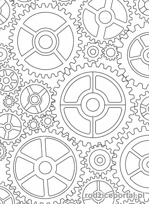 Kolorowanka Fabryka - Tryby i przekładnie