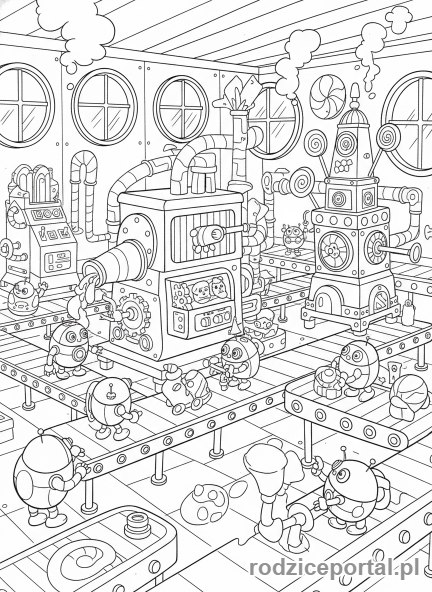 Kolorowanka Fabryka - Wnętrze fabryki