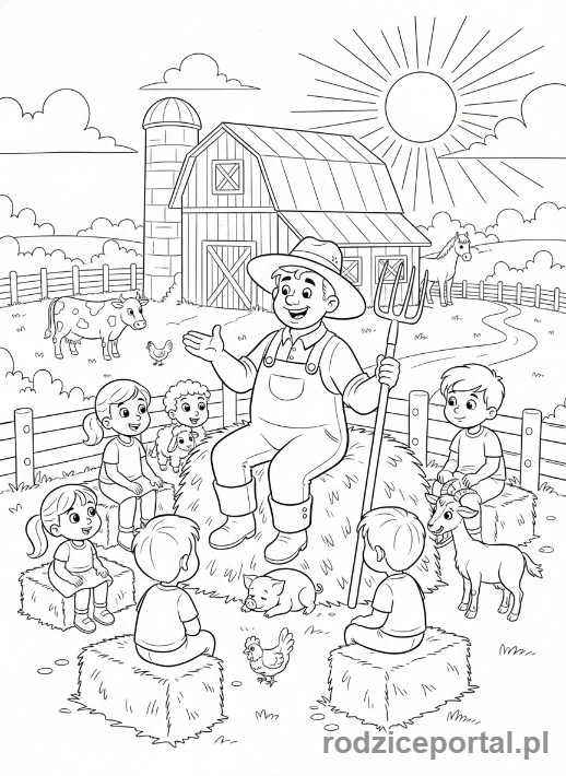 Kolorowanka Farma Edukacyjna - Farmer opowiada historie
