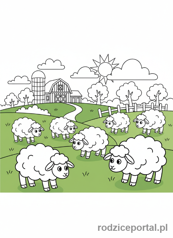 Kolorowanka Farma Edukacyjna - Owce na wzgorzu