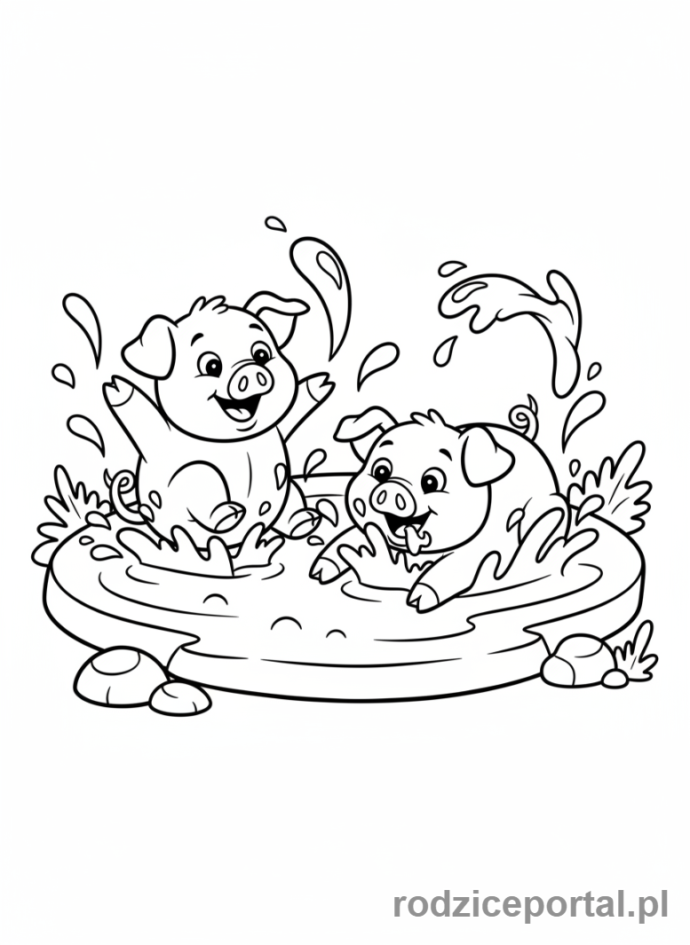 Kolorowanka Farma Edukacyjna - Swinie w blocie