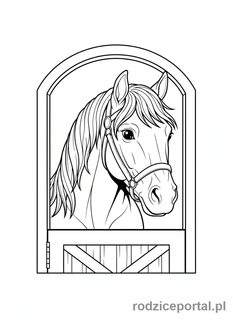 Kolorowanka Farma - Koń w stajni