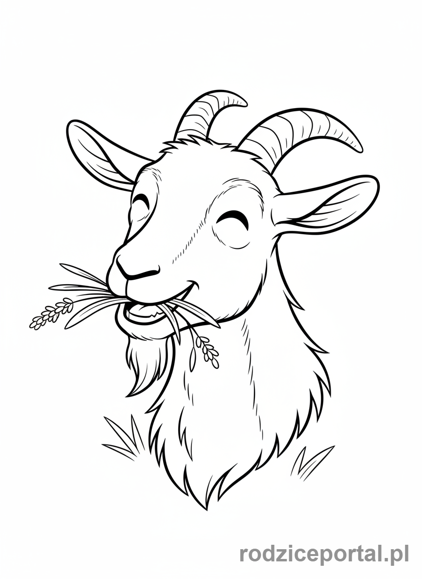 Kolorowanka Farma - Koza jedząca trawę