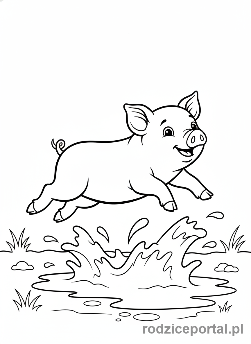 Kolorowanka Farma - Rozbrykany prosiaczek