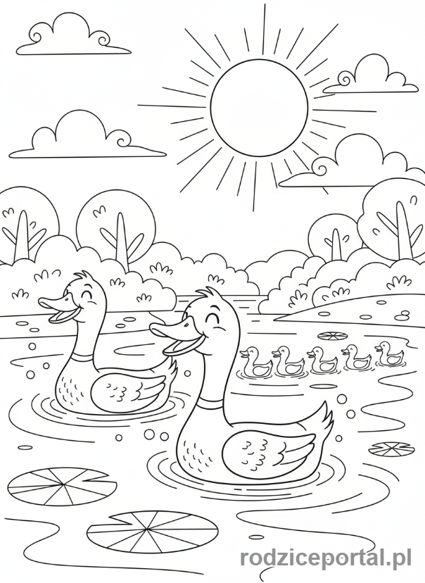 Kolorowanka Farma - Staw z kaczkami