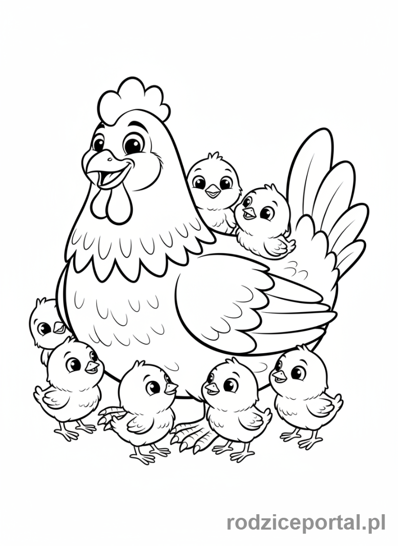 Kolorowanka Farma - Szczęśliwa kura