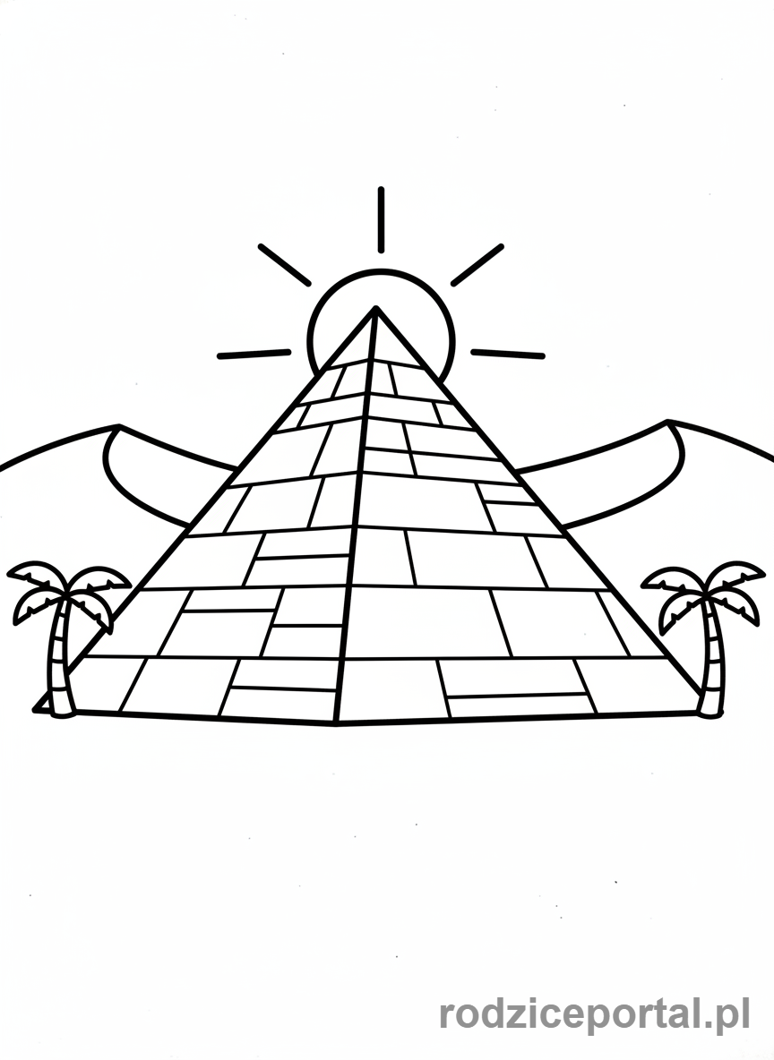 Kolorowanka Figury Przestrzenne - Piramida na pustyni