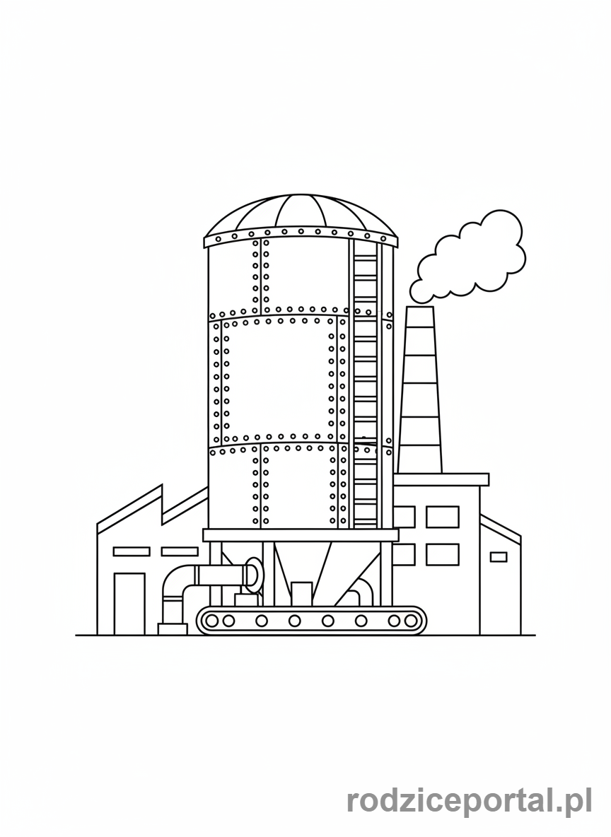 Kolorowanka Figury Przestrzenne - Walec w fabryce