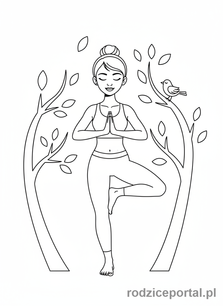 Kolorowanka Fitness - Kobieta w pozycji jogi