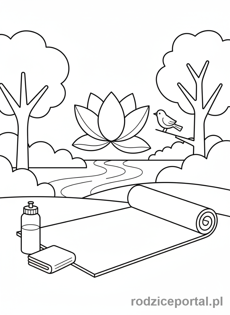 Kolorowanka Fitness - Mata do jogi i butelka wody