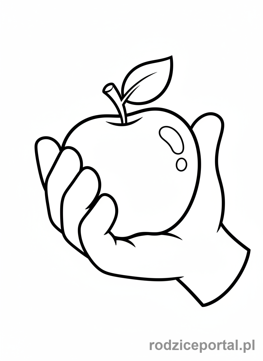 Kolorowanka Fitness - Ręka trzymająca jabłko