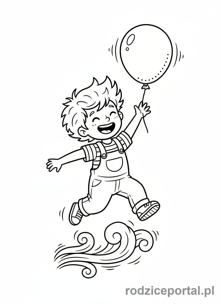 Kolorowanka Fizyka Dla Dzieci - Dziecko bawiące się balonem, ciśnienie powietrza