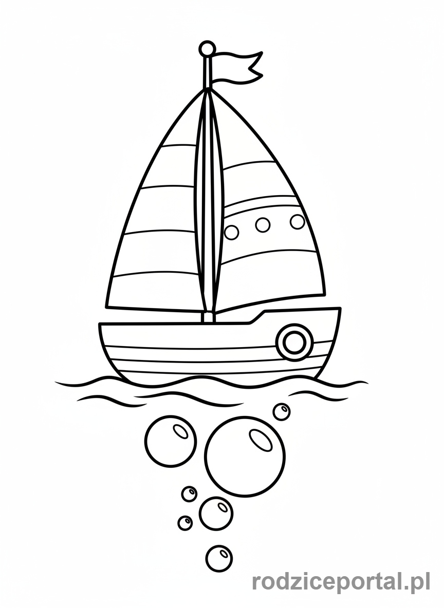 Kolorowanka Fizyka Dla Dzieci - Łódka unosząca się na wodzie, wyporność