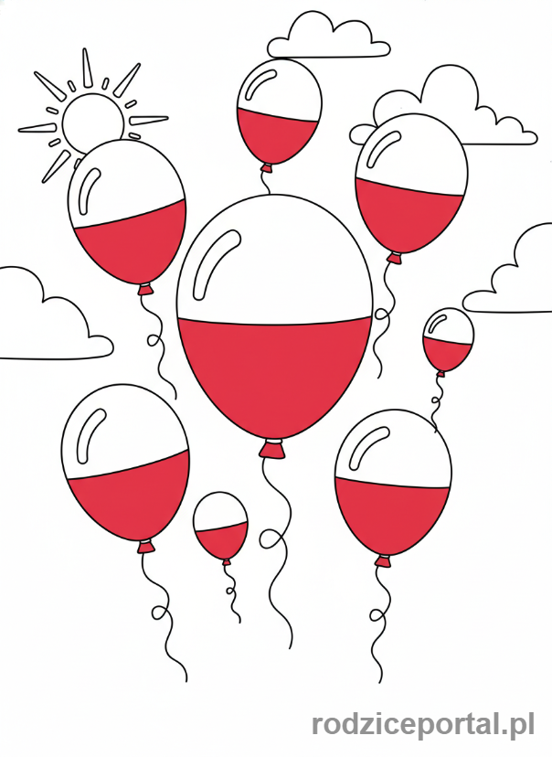 Kolorowanka Flaga Polski - Balony_z_flaga