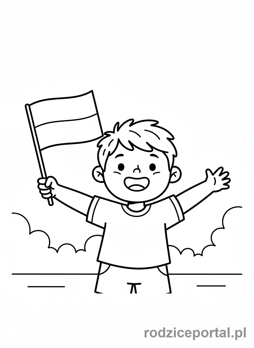 Kolorowanka Flaga Polski - Dziecko_z_flaga