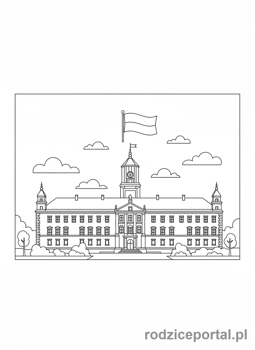 Kolorowanka Flaga Polski - Flaga_na_Zamku_Królewskim