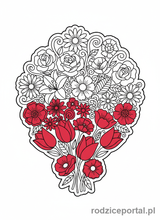 Kolorowanka Flaga Polski - Kwiaty_w_barwach_flagi