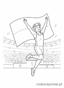 Kolorowanka Flaga Polski - Sportowiec_z_flaga
