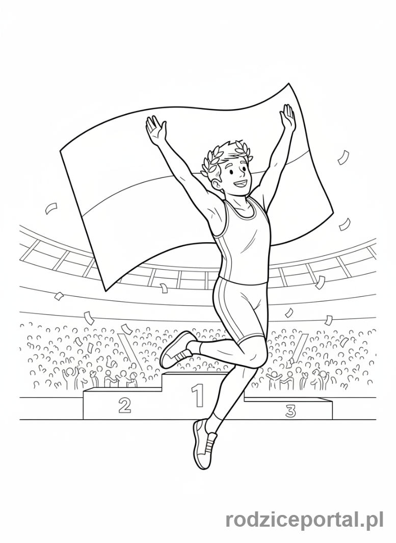 Kolorowanka Flaga Polski - Sportowiec_z_flaga