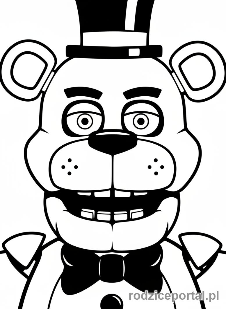 Kolorowanka Freddy Fazbear - Freddy Fazbear, portret, lekko straszny